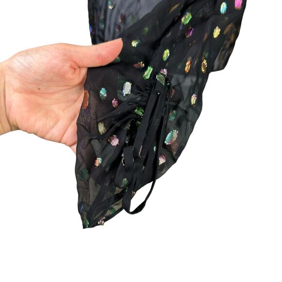 Diane Von Furstenburg DVF Lilian Metallic Dot Long Sleeve Sheer Blouse - Picture 7 of 12